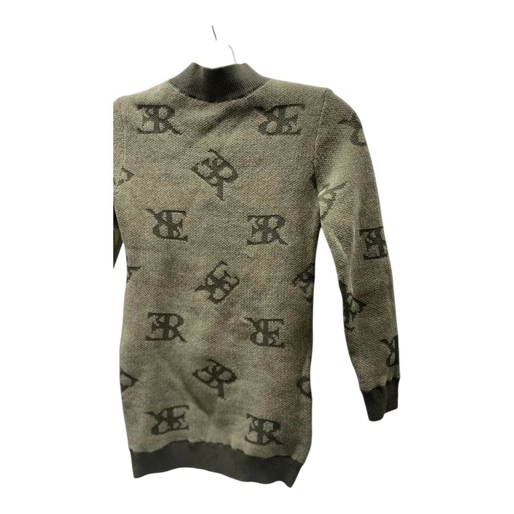 Ermanno Scervino Junior Girls Soft Logo Sweater Dress Size 6 Army Green